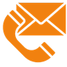 Telefoon en e-mail icoon in oranje kleur